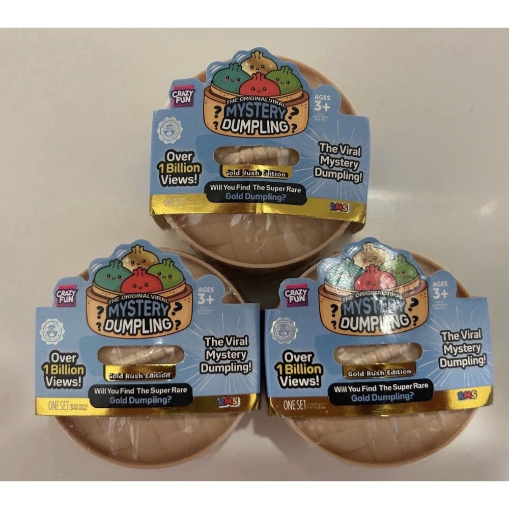 LOT OF 3 RMS Crazy Fun “MINI” Squishy Mystery Dumpling Gold Rush Edition- Sealed